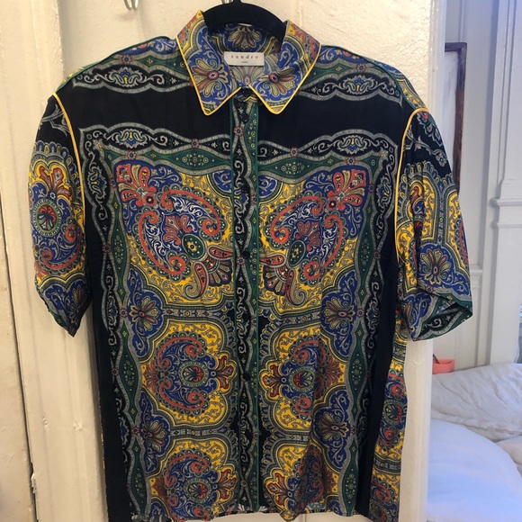 Sandro Ramy printed scarf short sleeve blouse small - Picture 5 of 5